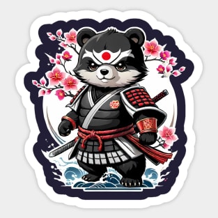 Japanese Samurai Bear Tattoo, Kawaii Ninja Bear Sticker